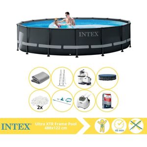 Intex Ultra XTR Frame Zwembad - Opzetzwembad - 488x122 cm - Inclusief Filterbollen, Onderhoudsset, Zoutsysteem en Zout