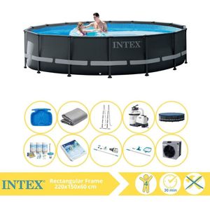 Intex Ultra XTR Frame Zwembad - Opzetzwembad - 488x122 cm - Inclusief Onderhoudspakket, Glasparels, Onderhoudsset, Stofzuiger, Voetenbad en Warmtepomp CP