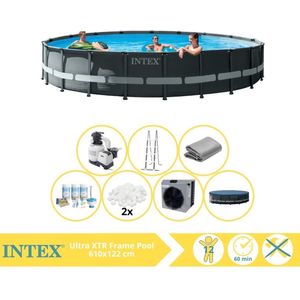 Intex Ultra XTR Frame Zwembad - Opzetzwembad - 610x122 cm - Inclusief Onderhoudspakket, Filterbollen en Warmtepomp CP