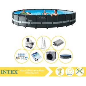Intex Ultra XTR Frame Zwembad - Opzetzwembad - 610x122 cm - Inclusief Onderhoudspakket, Glasparels en Warmtepomp CP
