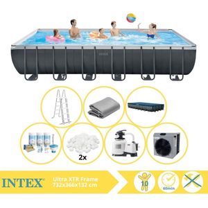 Intex Ultra XTR Frame Zwembad - Opzetzwembad - 732x366x132 cm - Inclusief Onderhoudspakket, Filterbollen en Warmtepomp CP