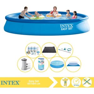 Intex Easy Set Zwembad - Opblaaszwembad - 457x84 cm - Inclusief Comfortpool Solarzeil - Ã¸457 cm Onderhoudspakket, Filter, Grondzeil, Onderhoudsset en Solar Mat
