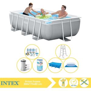 Intex Prism Frame Zwembad - Opzetzwembad - 300x175x80 cm - Inclusief Solarzeil, Onderhoudspakket, Filter en Grondzeil