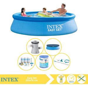 Intex Easy Set Zwembad - Opblaaszwembad - 305x76 cm - Inclusief Afdekzeil, Onderhoudspakket, Filter en Onderhoudsset