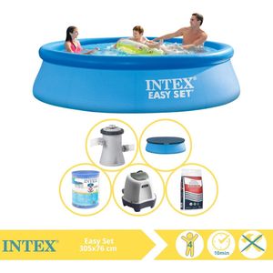 Intex Easy Set Zwembad - Opblaaszwembad - 305x76 cm - Inclusief Afdekzeil, Filter, Zoutsysteem en Zout