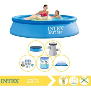 Intex Easy Set Zwembad - Opblaaszwembad - 396x84 cm - Inclusief Afdekzeil, Onderhoudspakket, Filter en Grondzeil