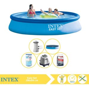 Intex Easy Set Zwembad - Opblaaszwembad - 396x84 cm - Inclusief Afdekzeil, Filter, Zoutsysteem en Zout