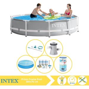 Intex Prism Frame Zwembad - Opzetzwembad - 305x76 cm - Inclusief Solarzeil, Onderhoudspakket, Filter en Onderhoudsset