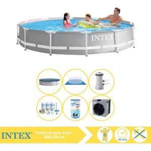 Intex Prism Frame Zwembad - Opzetzwembad - 366x76 cm - Inclusief Afdekzeil, Onderhoudspakket, Filter, Grondzeil en Warmtepomp CP