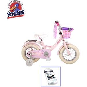 Volare Kinderfiets Ashley - 12 inch - Roze - 95% afgemonteerd - Inclusief WAYS Bandenplakset