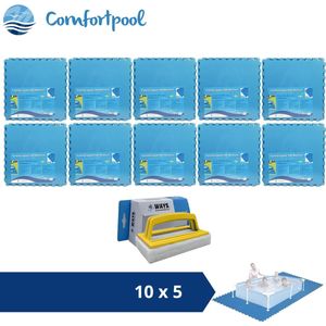 Comfortpool Zwembadtegels - 60x60 cm - Blauw - 10 verpakkingen van 5 stuks & WAYS scrubborstel