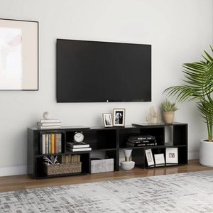 The Living Store Televisiemeubel Hifi - 149 x 30 x 52 cm - Uitschuifbaar - Hoogglans zwart