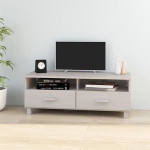 The Living Store HAMAR TV-meubel - 106 x 40 x 40 cm - wit - massief grenenhout en MDF