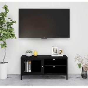 The Living Store TV-kast - 90 x 30 x 44 cm - zwart - stalen constructie