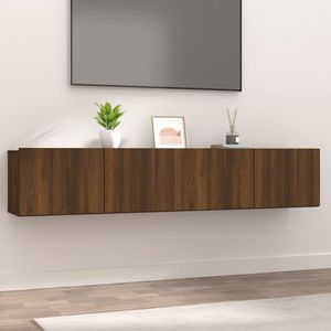 The Living Store TV-meubel - Bruineiken - 80 x 30 x 30 cm - Neerklapbare deuren - 2 stuks