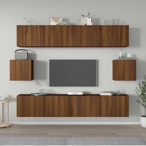 The Living Store TV-meubel set Bruineiken - 4x 80x30x30cm + 2x 30.5x30x30cm
