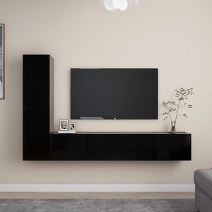 The Living Store TV Meubelset - Zwart - Spaanplaat - 80x30x30 cm - 30.5x30x60 cm - Wandmontage