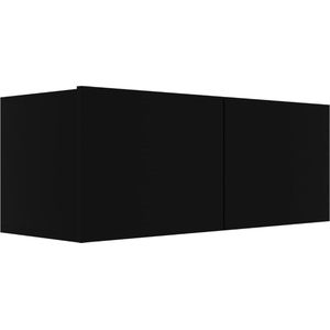 The Living Store Hangende tv-kasten - Meubelset - Muurbevestiging - Spaanplaat - Verschillende vakken - Zwart - Montage vereist - 1x 30.5x30x30cm - 3x 80x30x30cm - The Living Store