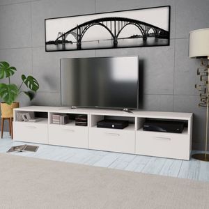 The Living Store Tv-kasten - Spaanplaat - 95 x 35 x 36 cm - Matwit - Set van 2