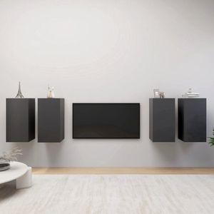 The Living Store tv-meubel - Hangend - Grijs - 30.5 x 30 x 60 cm - Stevig spaanplaat