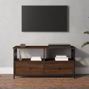 The Living Store Industriële TV-kast - 90 x 33 x 45 cm - Bruineiken hout en ijzer