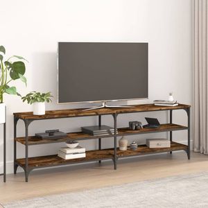 The Living Store Tv-meubel Industrieel - 160 x 30 x 50 cm - Gerookt eiken - Duurzaam hout en ijzer