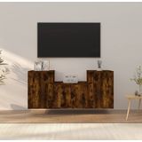The Living Store TV-meubelset - Gerookt eiken - 1x tv-meubel- 57x34.5x40cm - 2x tv-meubel- 40x34.5x60cm