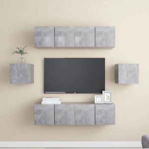 The Living Store TV-meubelset - Betongrijs - Spaanplaat - Montage vereist - 4x60x30x30cm - 2x30.5x30x30cm