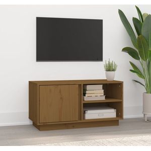 The Living Store Tv-meubel 80x35x40-5 cm massief grenenhout honingbruin - Kast