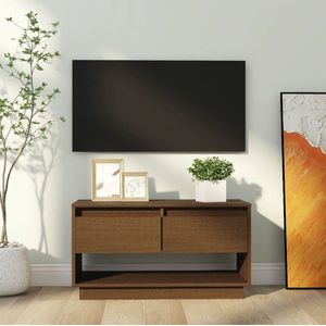 The Living Store Zwevend TV-meubel - Honingbruin - 74x34x40 cm - Massief grenenhout