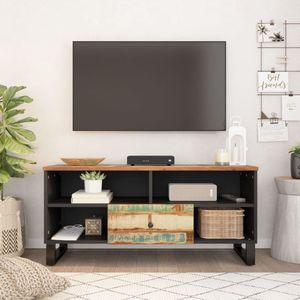 The Living Store Tv-meubel Massief Gerecycled Hout - 100 x 33 x 46 cm - Meerkleurige Afwerking