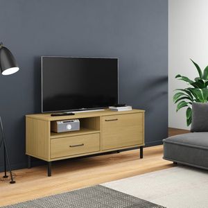 The Living Store OSLO TV-kast - 106x40x46.5 cm - Massief grenenhout - Metalen poten