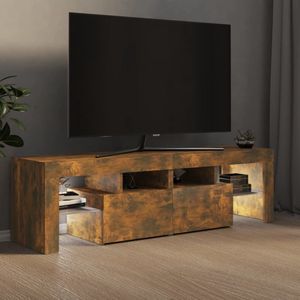 The Living Store Tv-meubel LED-verlichting 140x36-5x40 cm gerookt eikenkleurig - Kast