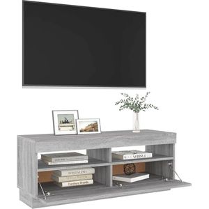 The Living Store TV-meubel - LED-verlichting - bewerkt hout - grijs sonoma eiken - 100 x 35 x 40 cm