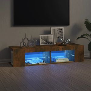 The Living Store Tv-meubel Media-kast - 135 x 39 x 30 cm - RGB LED-verlichting - Gerookt eiken