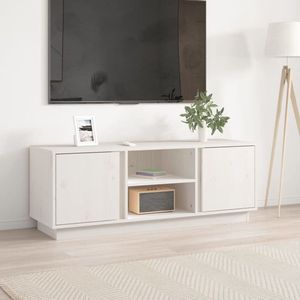 The Living Store Tv-kast Grenenhout - Wit - 110 x 35 x 40.5 cm