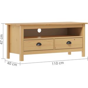 The Living Store Hill TV-meubel - Massief grenenhout - 110x40x47cm - Honingbruin