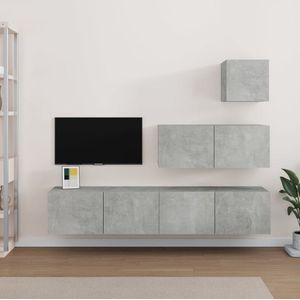 The Living Store Wandmontage TV-meubelset - Betongrijs - 30.5 x 30 x 30 cm / 80 x 30 x 30 cm - Duurzaam materiaal