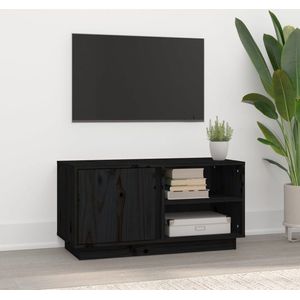 The Living Store Tv-meubel - Grenenhout - 80 x 35 x 40.5 cm - Zwart