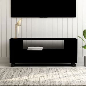 The Living Store tv-meubel klassieke stijl - 120 x 35 x 48 cm - zwart - bewerkt hout