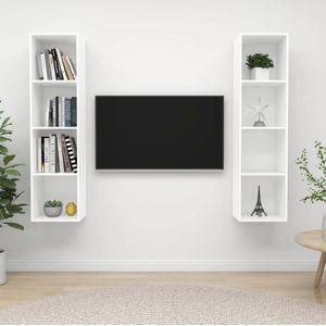 The Living Store Televisiewandmeubelset tv-meubel - 37 x 37 x 142.5 cm - wit spaanplaat