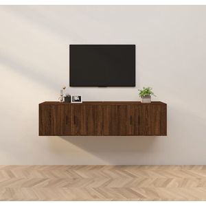The Living Store TV-wandmeubel - Bruineiken - Set van 2 - 80 x 34.5 x 40 cm - Klassiek design