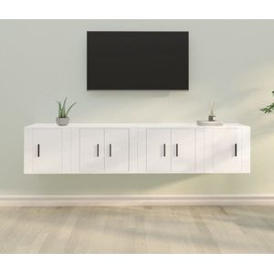 The Living Store TV-meubel set - Klassiek - praktisch en trendy design - Hoogglans wit - Gemaakt van bewerkt hout - Voldoende opbergruimte
