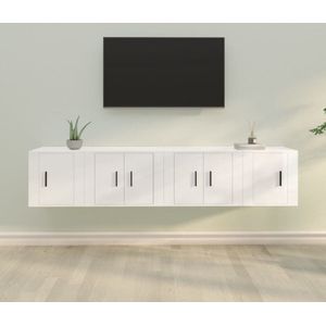 The Living Store Televisiekastenset - Klassiek - TV-meubel - 57 x 34.5 x 40 cm - Hoogglans wit