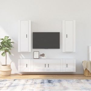 The Living Store Televisiekastenset - Classic - TV-meubel - 100x34.5x40 cm - Hoogglans wit