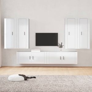The Living Store Televisiekastenset - Klassieke - Tv-meubels - 40 x 34.5 x 100 cm - Hoogglans wit