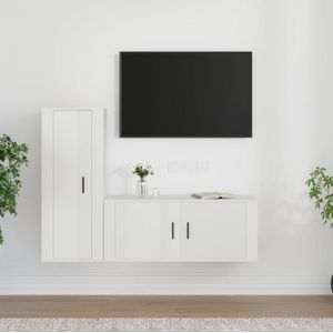 The Living Store Tv-meubel set - Classic - Wandgemonteerd - Hoogglans Wit - 100x34.5x40 cm - 40x34.5x100 cm