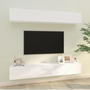 The Living Store Wandgemonteerde Tv-meubelen - Klassiek Ontwerp - Tv-meubels - 100 x 30 x 30 cm - Kleur- Wit - Materiaal- Bewerkt hout