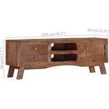 The Living Store Klassiek houten tv-meubel - 110 x 30 x 40 cm - ruw mangohout met grijze afwerking