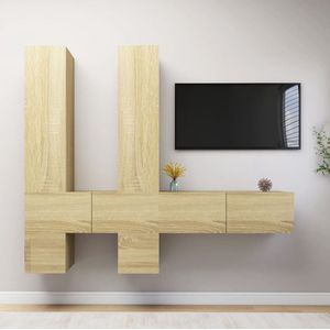 The Living Store Televisiemeubelset - TV-kasten - Hangend - Spaanplaat - Sonoma eiken - 110 cm